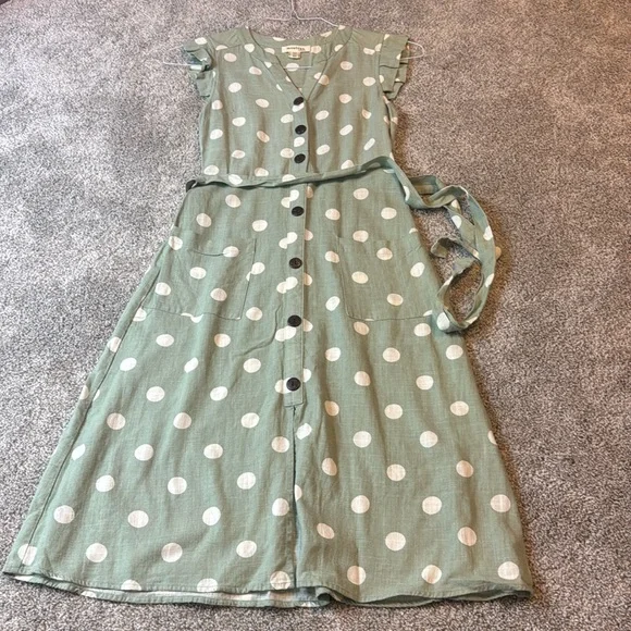 Monteau | Dresses | Monteau Linenrayon Polka Dot Dress | Poshmark